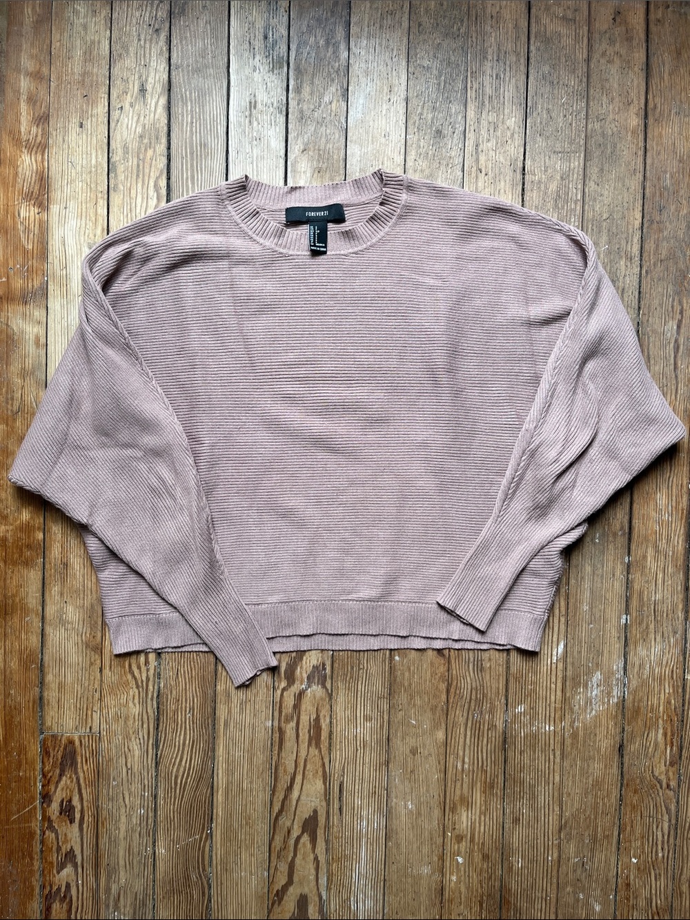 Forever 21 Dusty Mauve Ribbed Crewneck Sweater